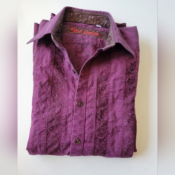 Robert Graham Men's Embroidered Paisley Floral Textured Fabric XL Purple - Picture 2 of 14